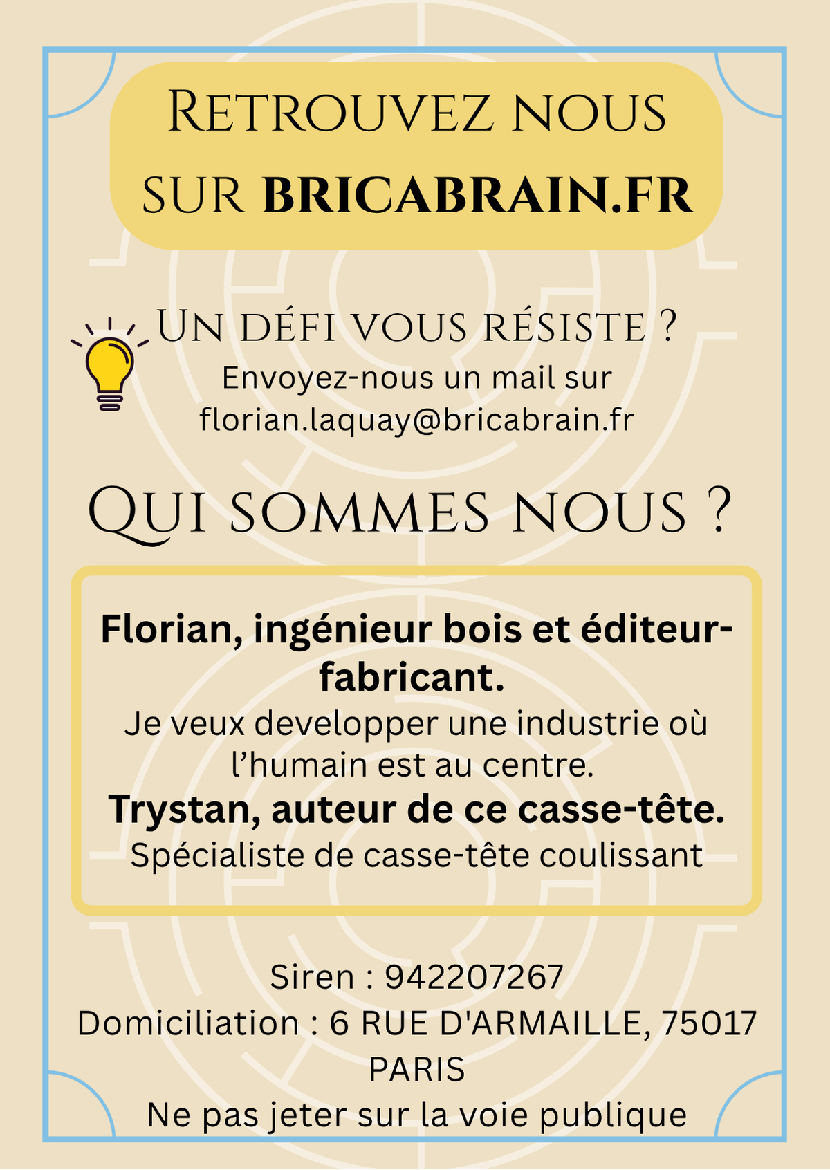 DÉDALE : Casse-tête en bois (jusqu’à 4 niveaux de difficulté)